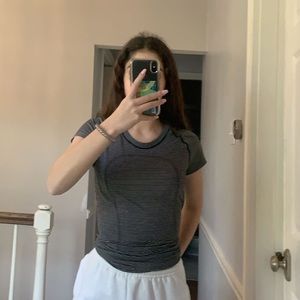 White and black lululemon swiftly tech shirt